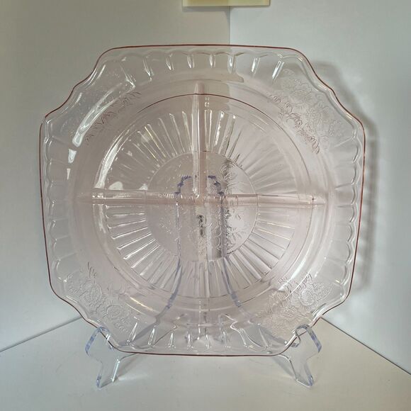 Anchor Hocking Mayfair Open Rose Divide Grill Plate - Picture 1 of 2